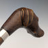 British vintage brown shaft resin dog head handle walking stick 83cm